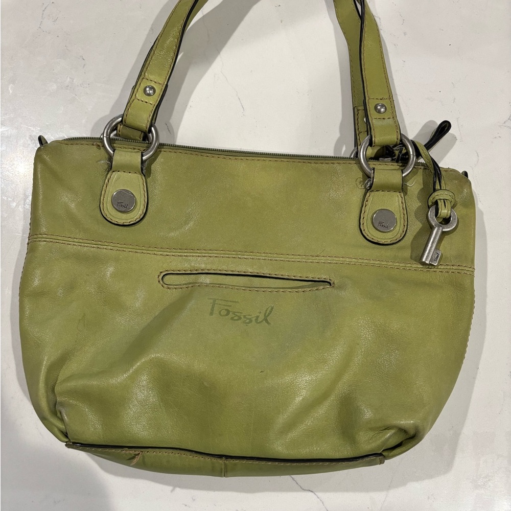 Fossil Olive Green Leather Shoulder Bag